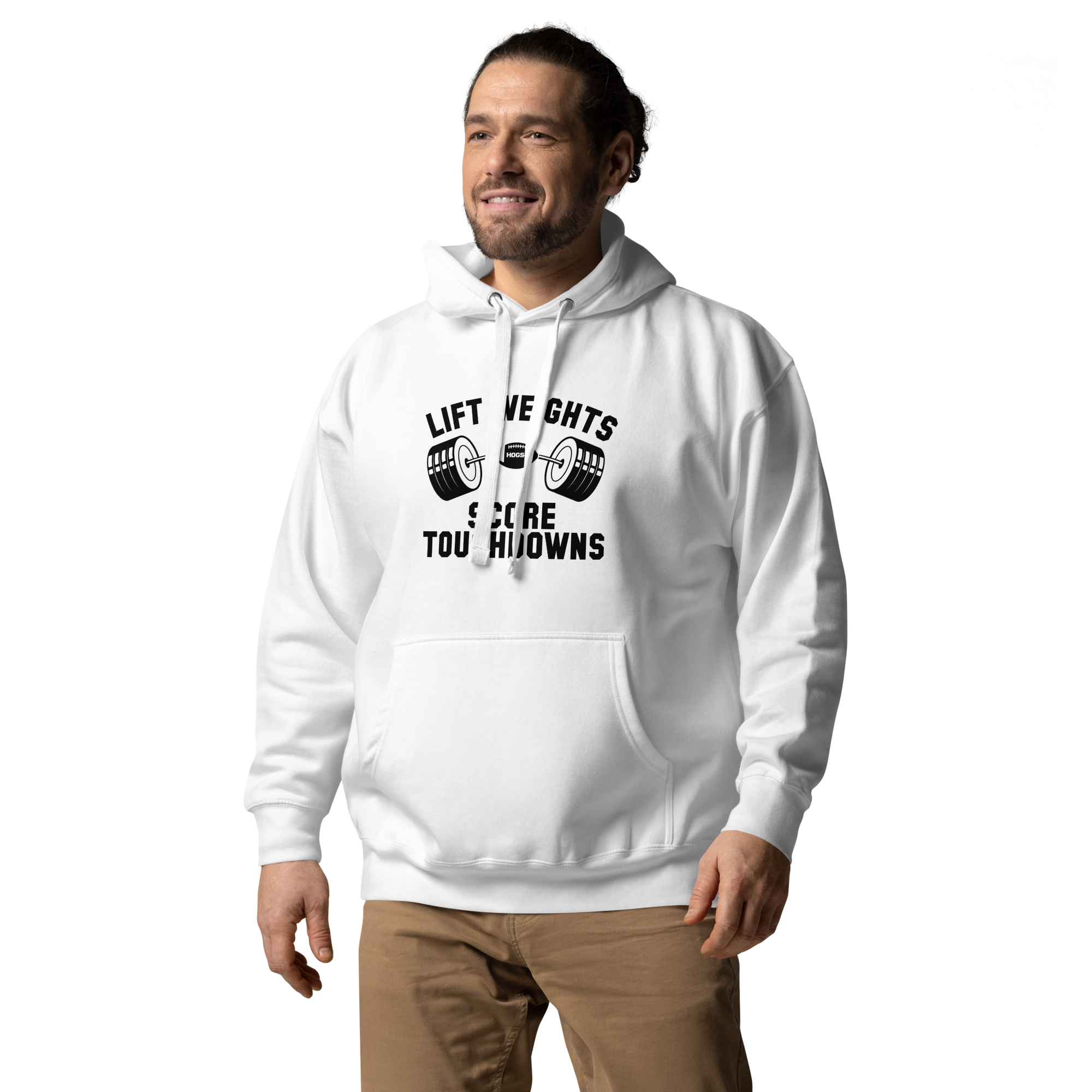 Hogs+ Lift Weights Score Touchdowns Unisex Hoodie