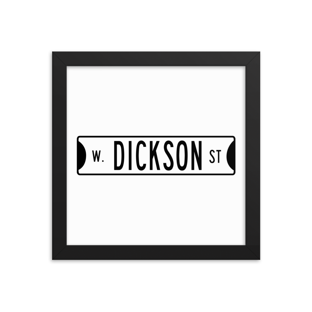 Retro Dickson Street Sign Framed Matte Paper Poster
