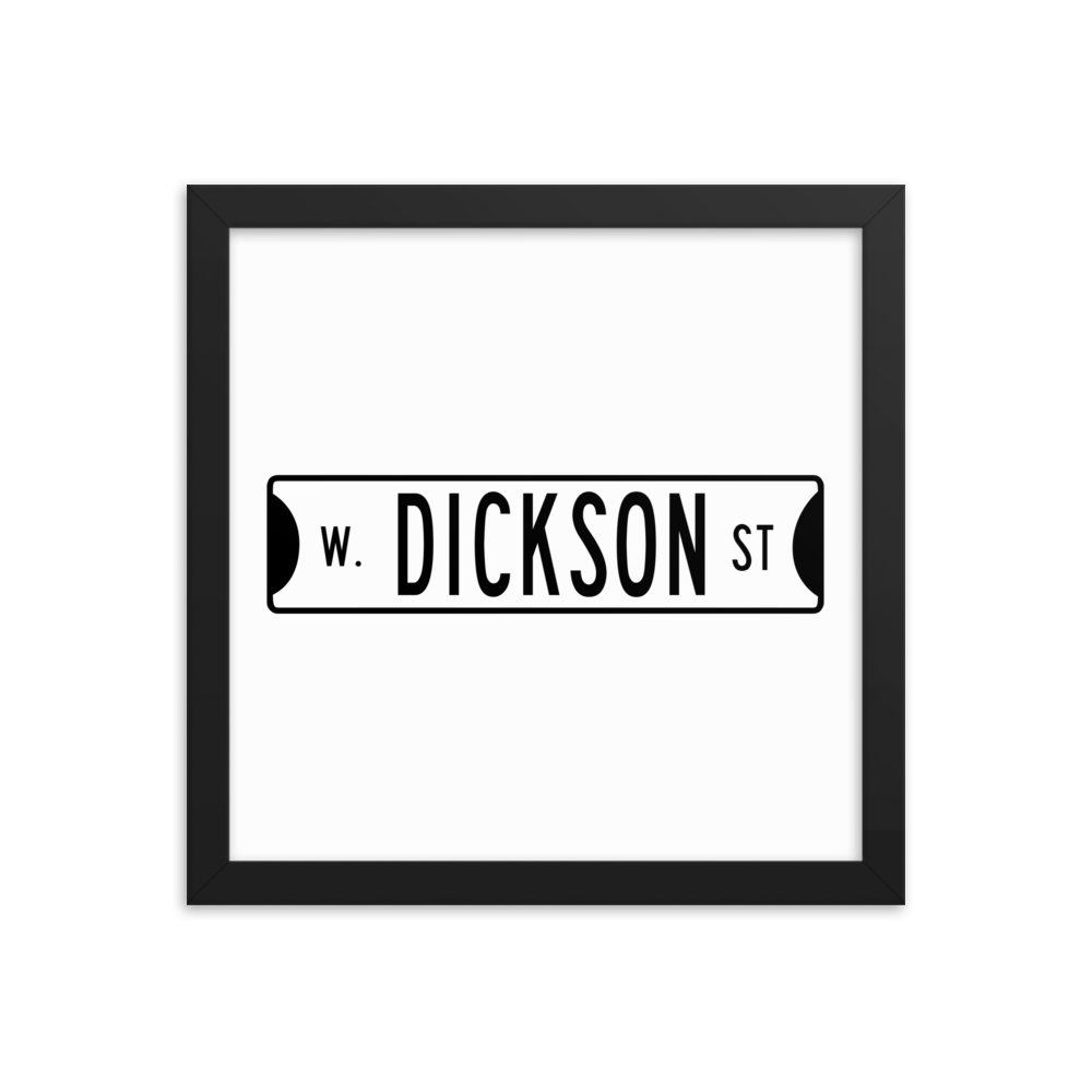Retro Dickson Street Sign Framed Matte Paper Poster