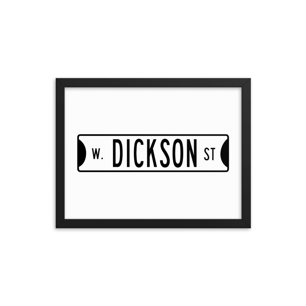 Retro Dickson Street Sign Framed Matte Paper Poster