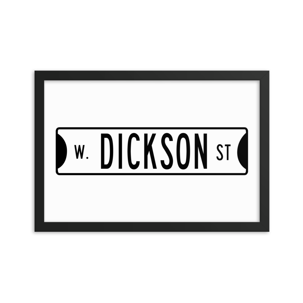Retro Dickson Street Sign Framed Matte Paper Poster