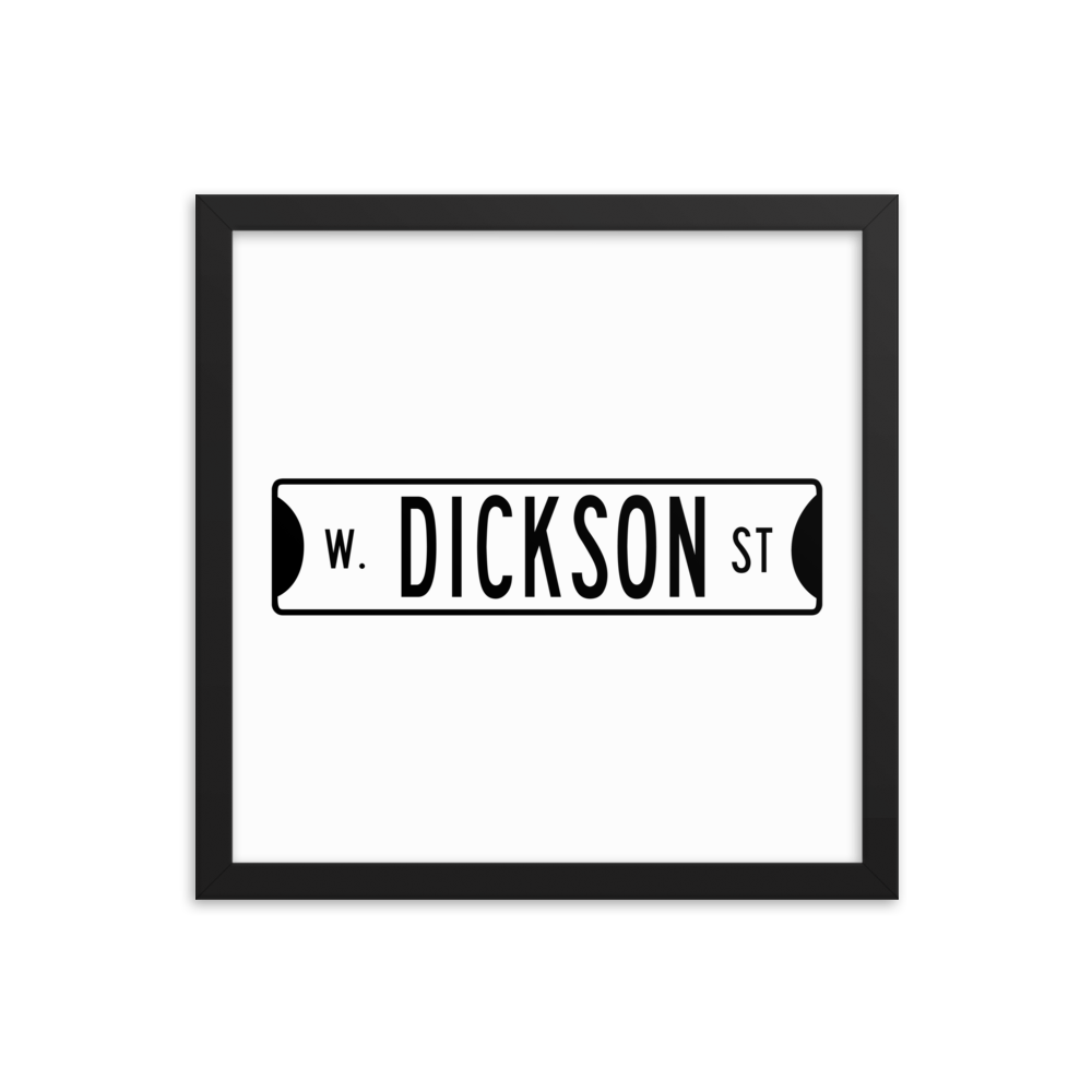 Retro Dickson Street Sign Framed Matte Paper Poster