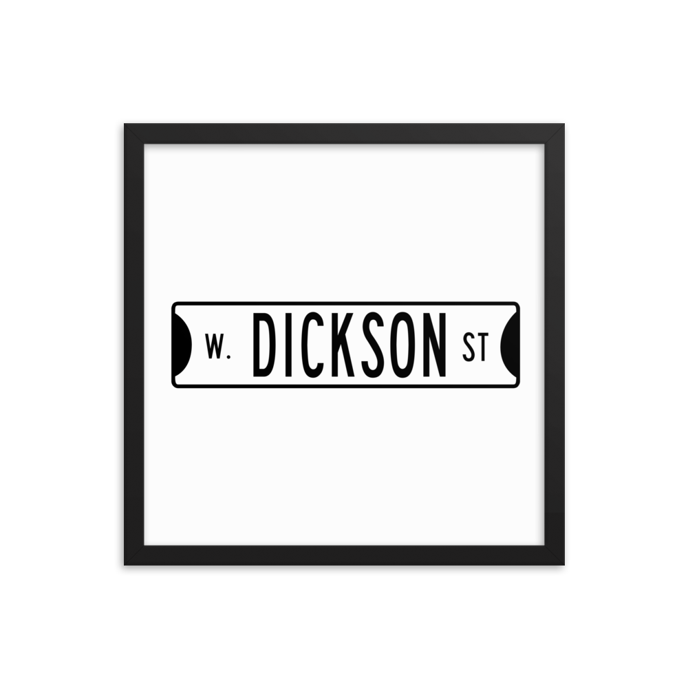 Retro Dickson Street Sign Framed Matte Paper Poster