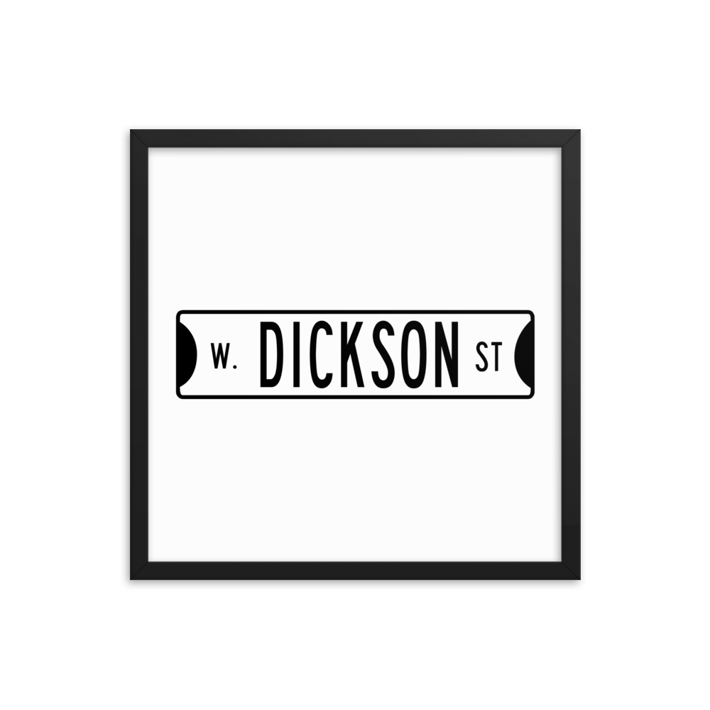 Retro Dickson Street Sign Framed Matte Paper Poster