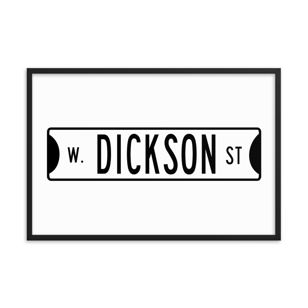 Retro Dickson Street Sign Framed Matte Paper Poster
