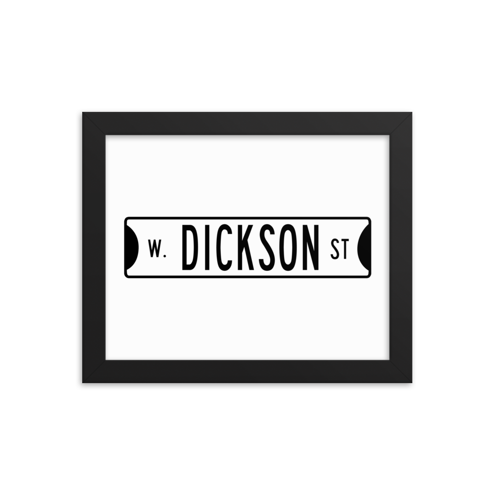 Retro Dickson Street Sign Framed Matte Paper Poster