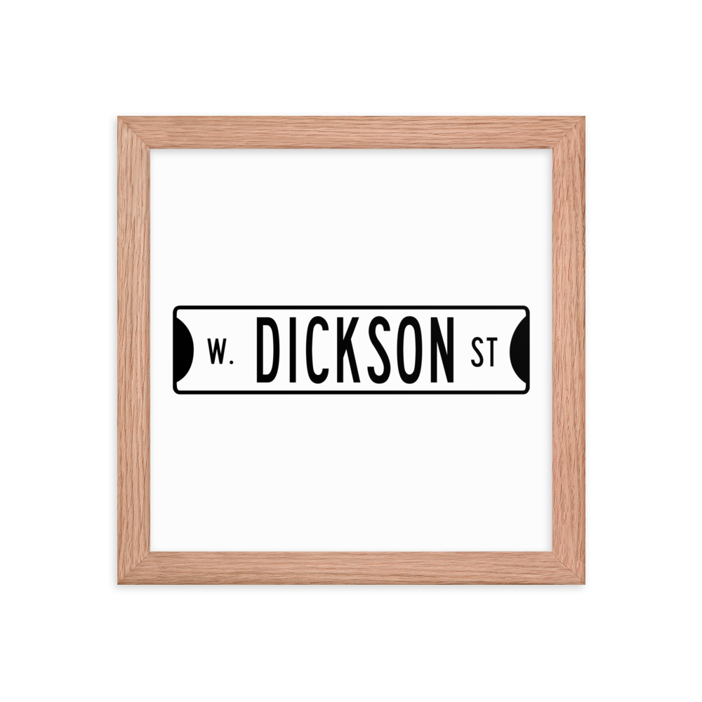 Retro Dickson Street Sign Framed Matte Paper Poster