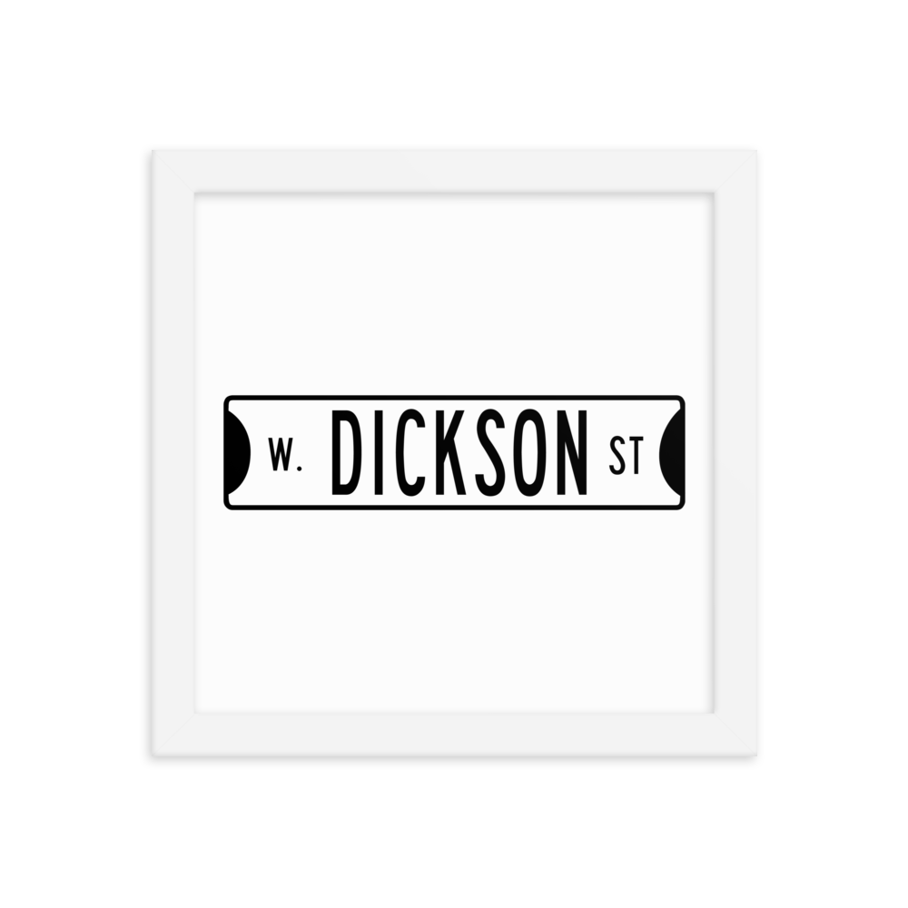 Retro Dickson Street Sign Framed Matte Paper Poster