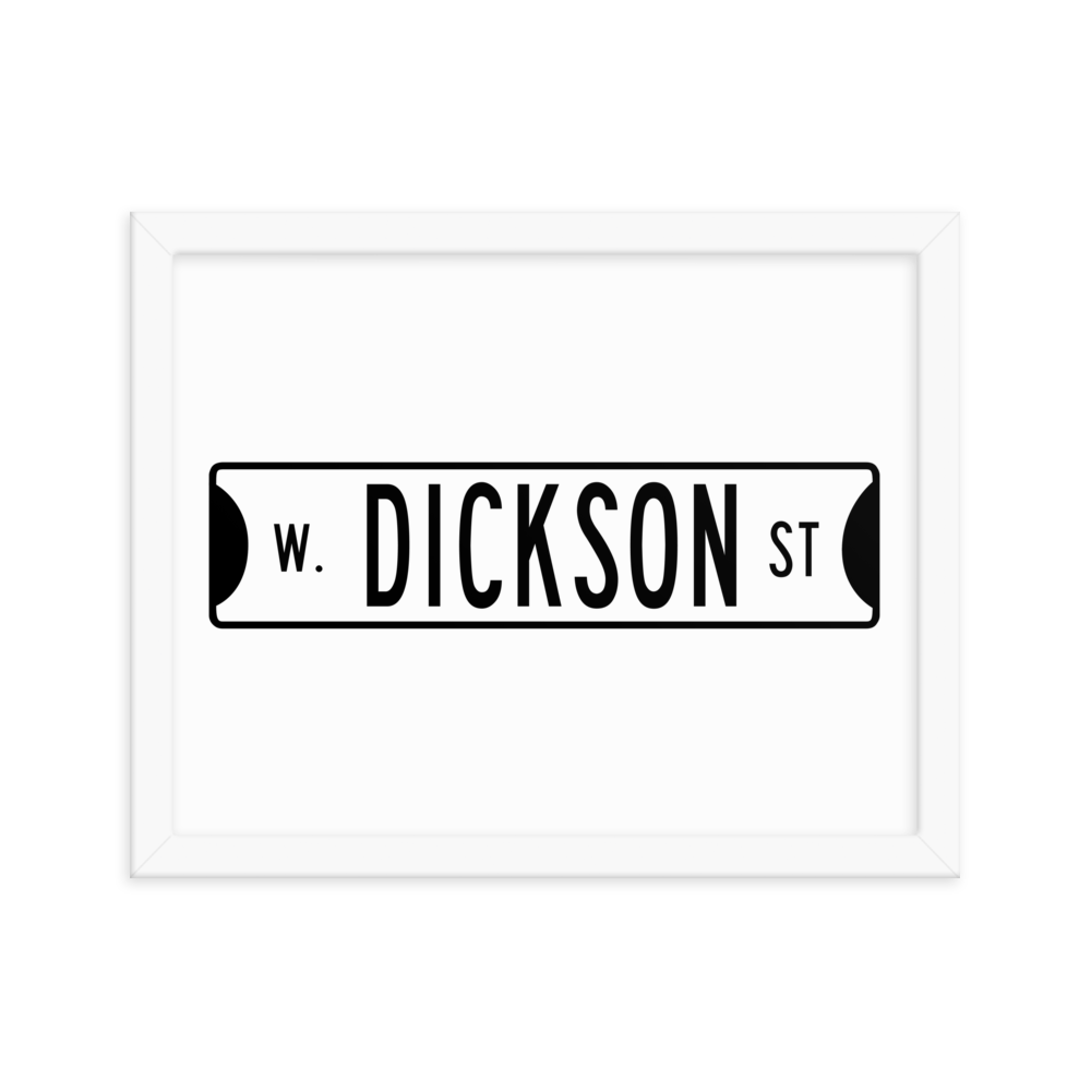 Retro Dickson Street Sign Framed Matte Paper Poster