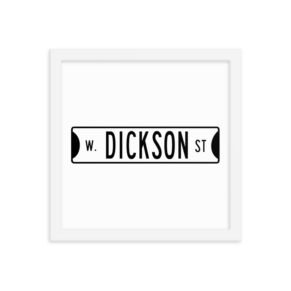 Retro Dickson Street Sign Framed Matte Paper Poster