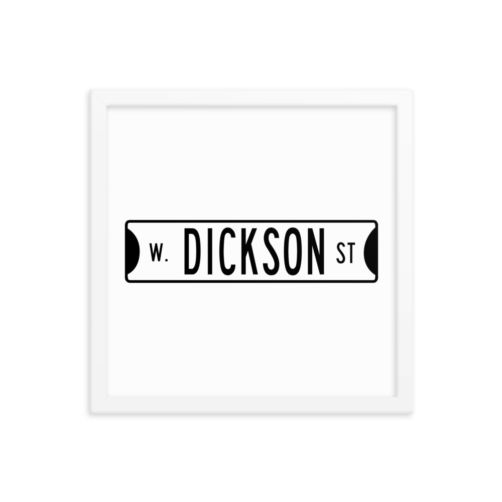 Retro Dickson Street Sign Framed Matte Paper Poster