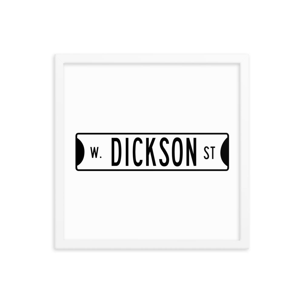 Retro Dickson Street Sign Framed Matte Paper Poster