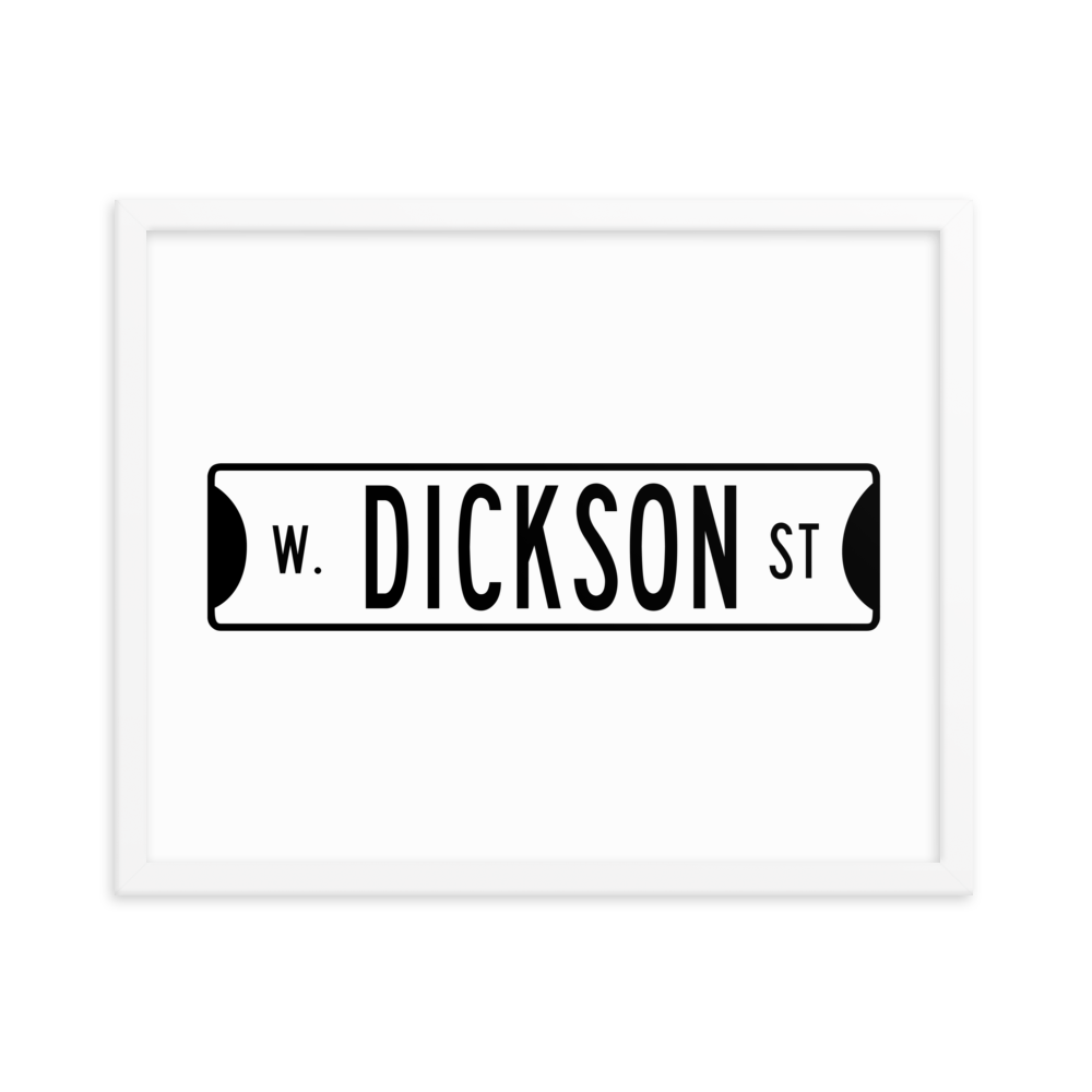 Retro Dickson Street Sign Framed Matte Paper Poster