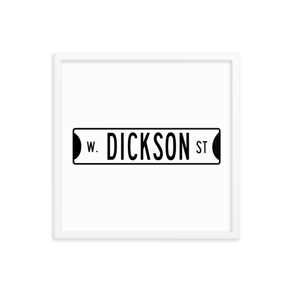 Retro Dickson Street Sign Framed Matte Paper Poster