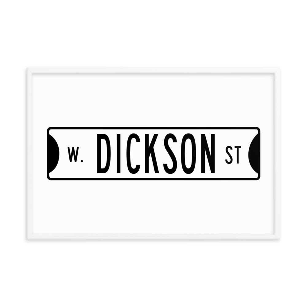 Retro Dickson Street Sign Framed Matte Paper Poster