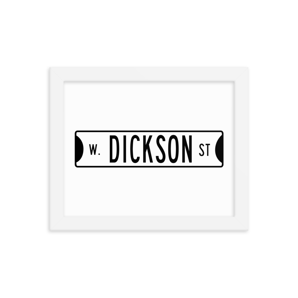 Retro Dickson Street Sign Framed Matte Paper Poster