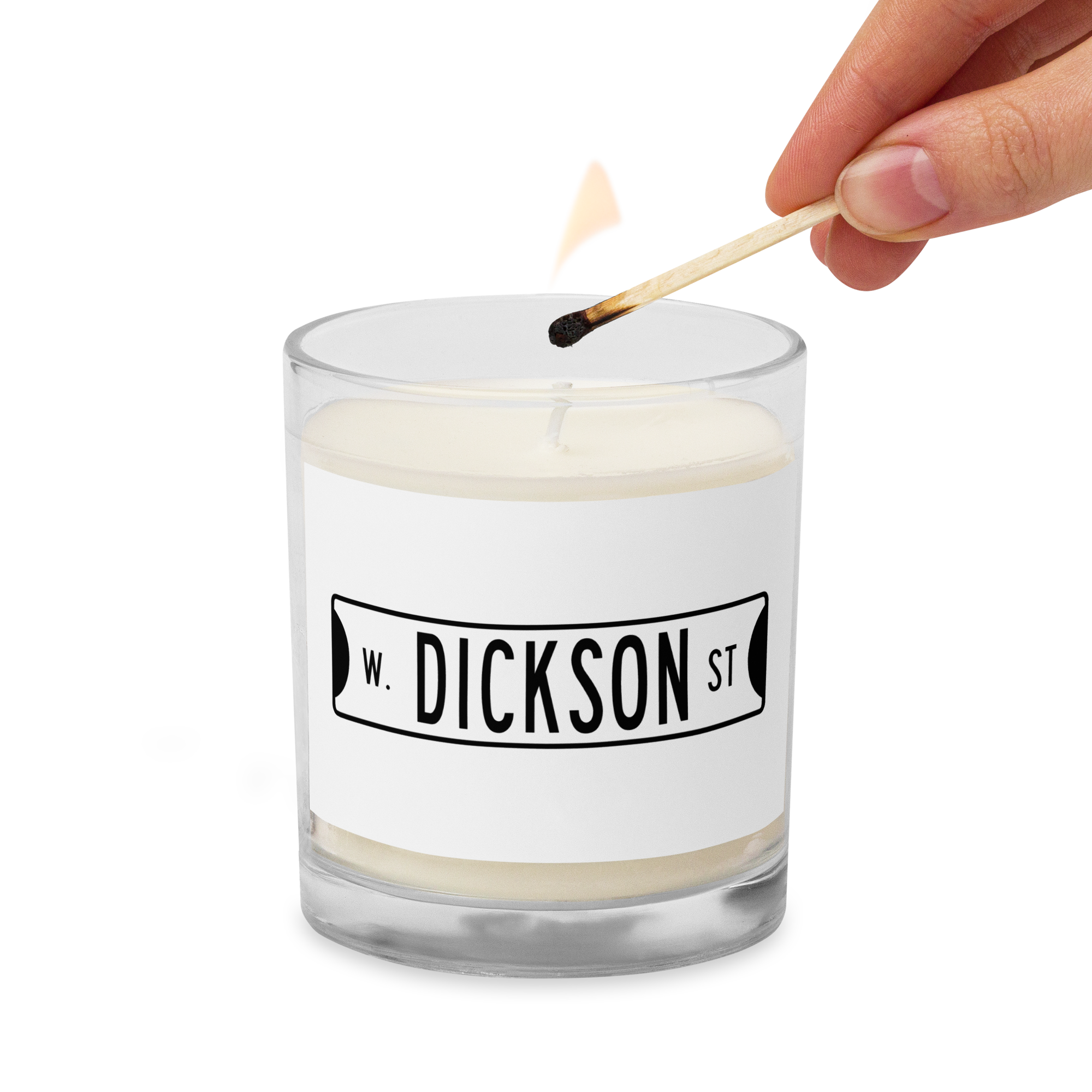 Retro Dickson Street Sign Glass Jar Soy Wax Candle