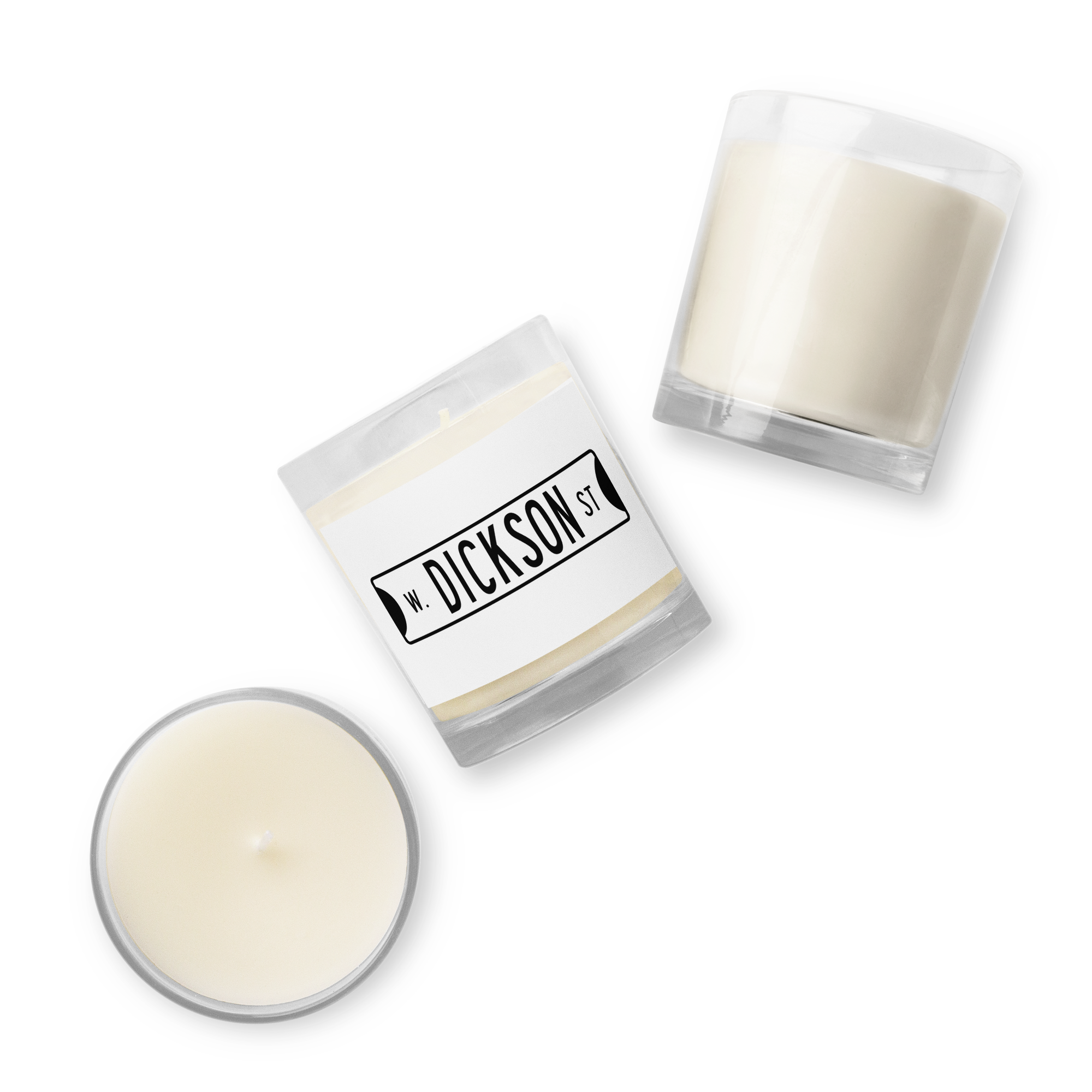 Retro Dickson Street Sign Glass Jar Soy Wax Candle
