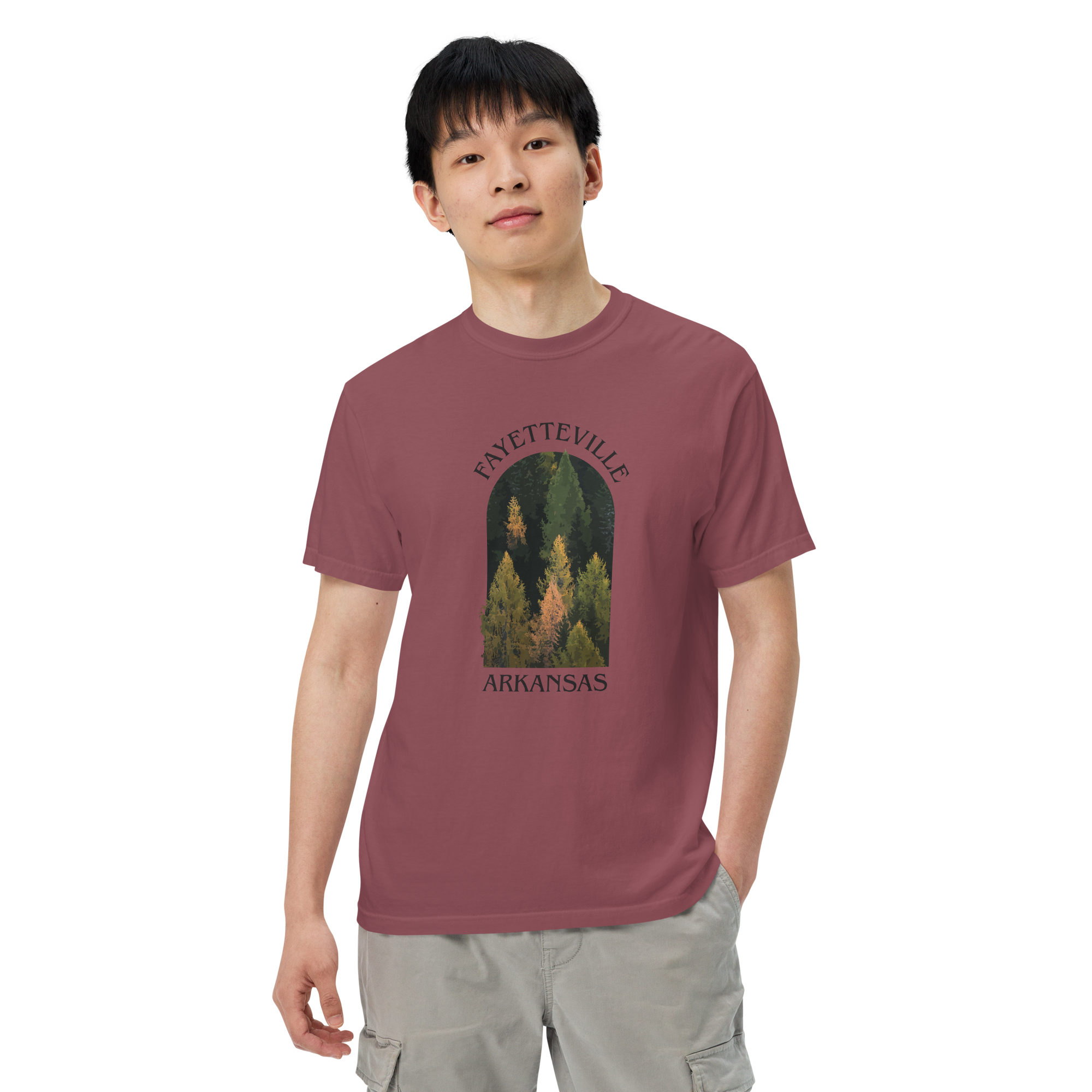 Fayetteville Arkansas Trees Men’s Garment-Dyed Heavyweight T-Shirt