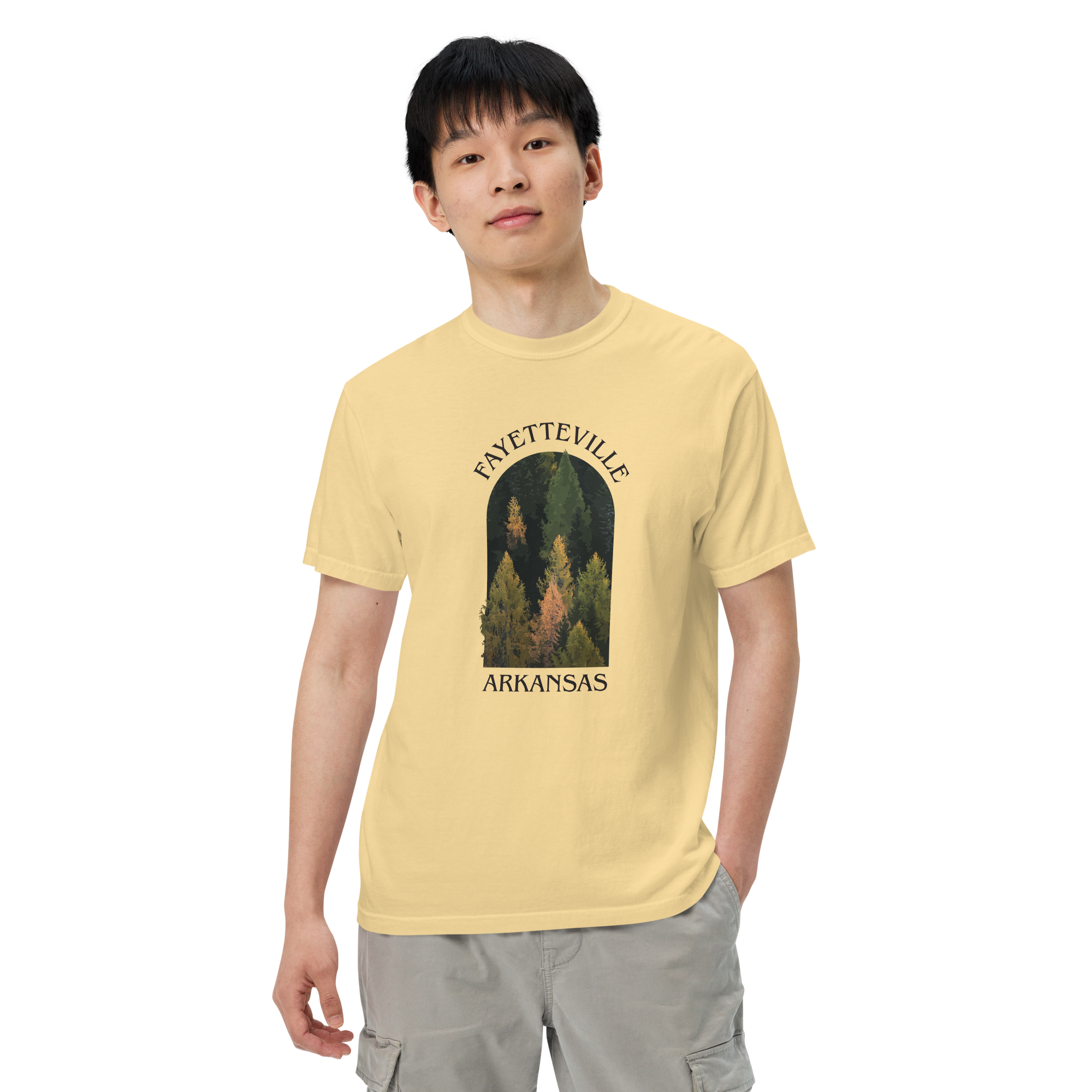 Fayetteville Arkansas Trees Men’s Garment-Dyed Heavyweight T-Shirt