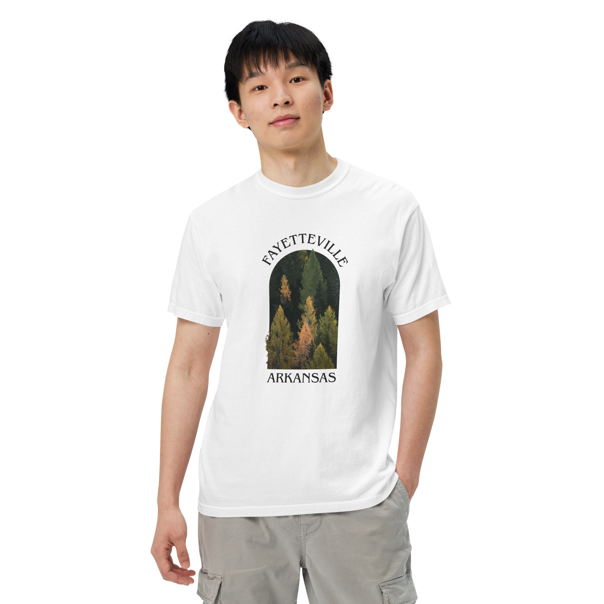 Fayetteville Arkansas Trees Men’s Garment-Dyed Heavyweight T-Shirt