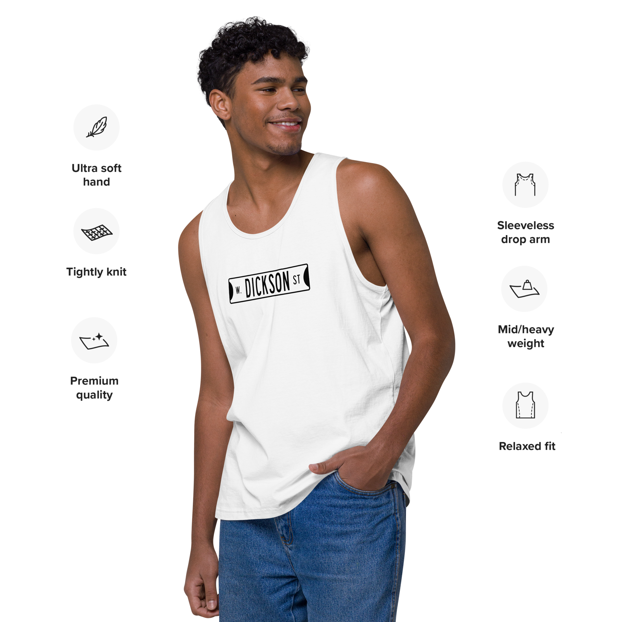 Retro Dickson Street Sign Men’s Premium Tank Top