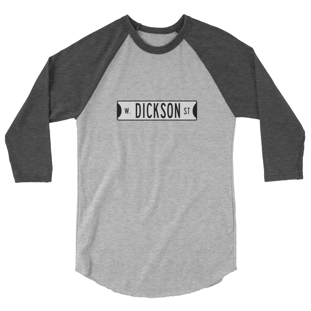 Retro Dickson Street Sign 3/4 Sleeve Raglan Shirt