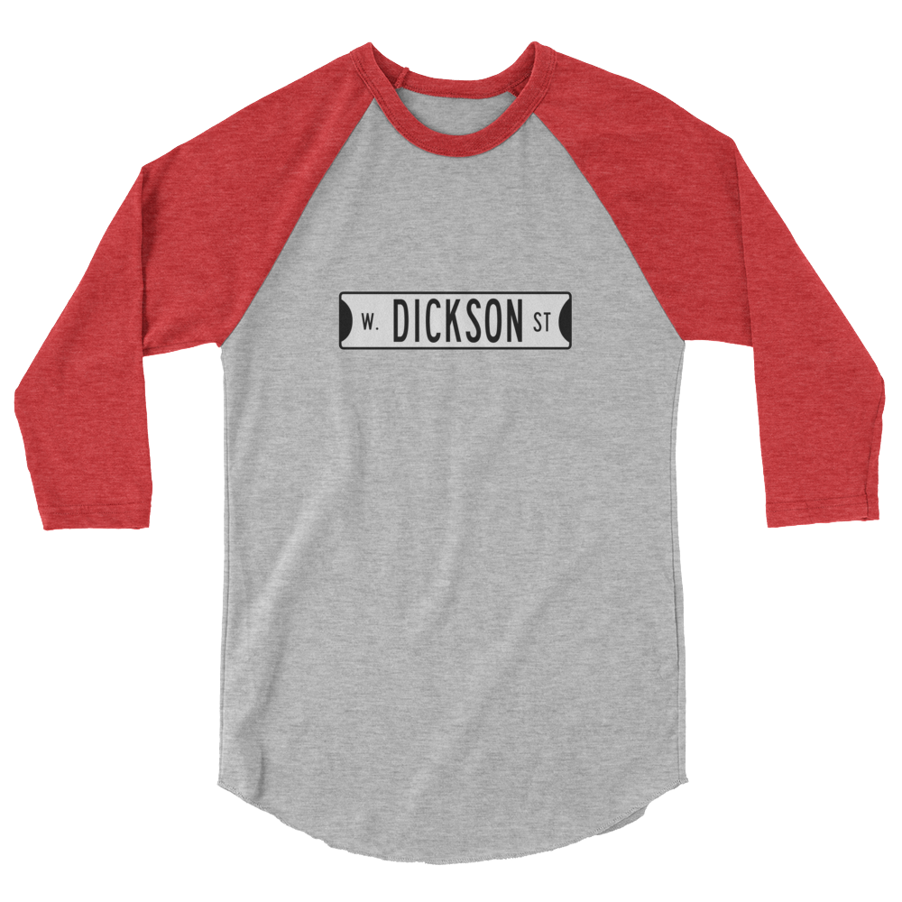 Retro Dickson Street Sign 3/4 Sleeve Raglan Shirt