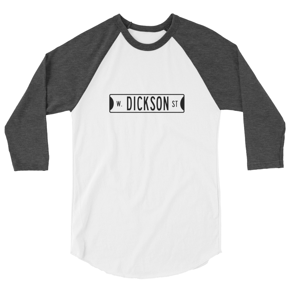 Retro Dickson Street Sign 3/4 Sleeve Raglan Shirt