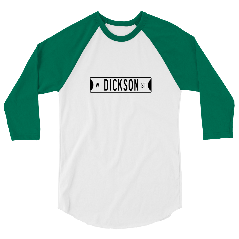 Retro Dickson Street Sign 3/4 Sleeve Raglan Shirt