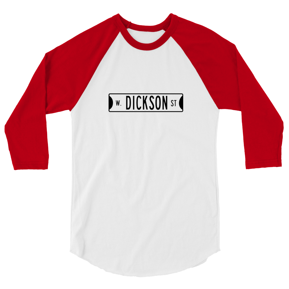 Retro Dickson Street Sign 3/4 Sleeve Raglan Shirt