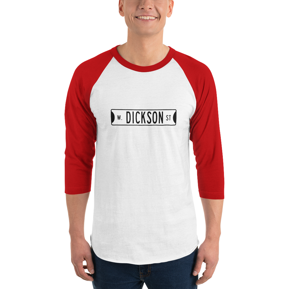 Retro Dickson Street Sign 3/4 Sleeve Raglan Shirt