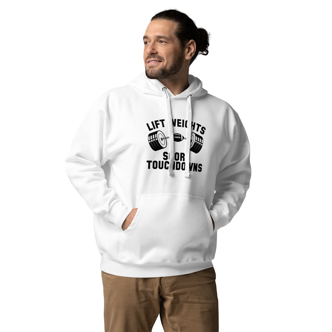 Hogs+ Lift Weights Score Touchdowns Unisex Hoodie